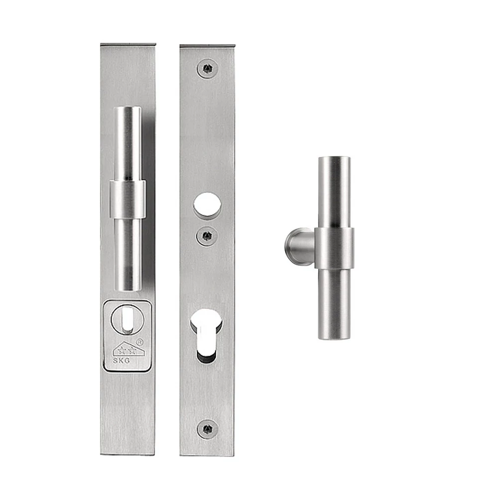 Formani One szatén rozsdamentes acél biztonsági bejárati fix T-ajtógombos szett, cilindervédővel PB20-28KT - PBT20XL-ZR