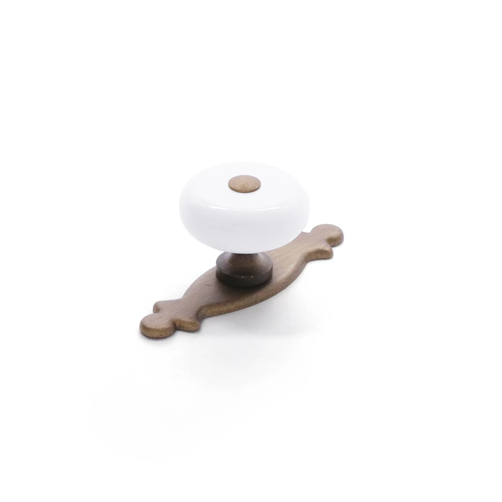 Rujz Design patinás bronz - festett fehér bútorgomb 114.30+p3