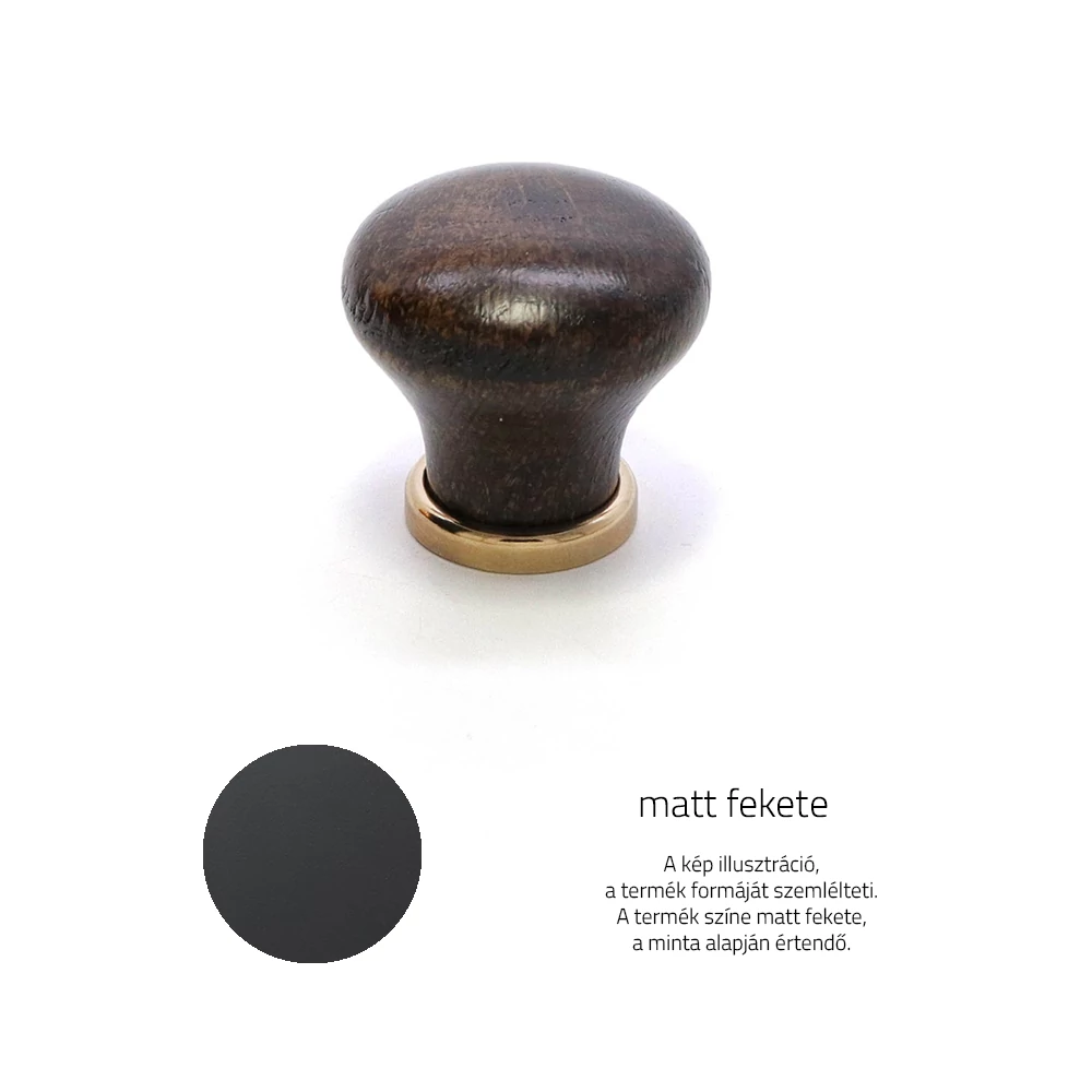 Rujz Design matt fekete műanyag - matt fekete fém talp bútorgomb 118.30