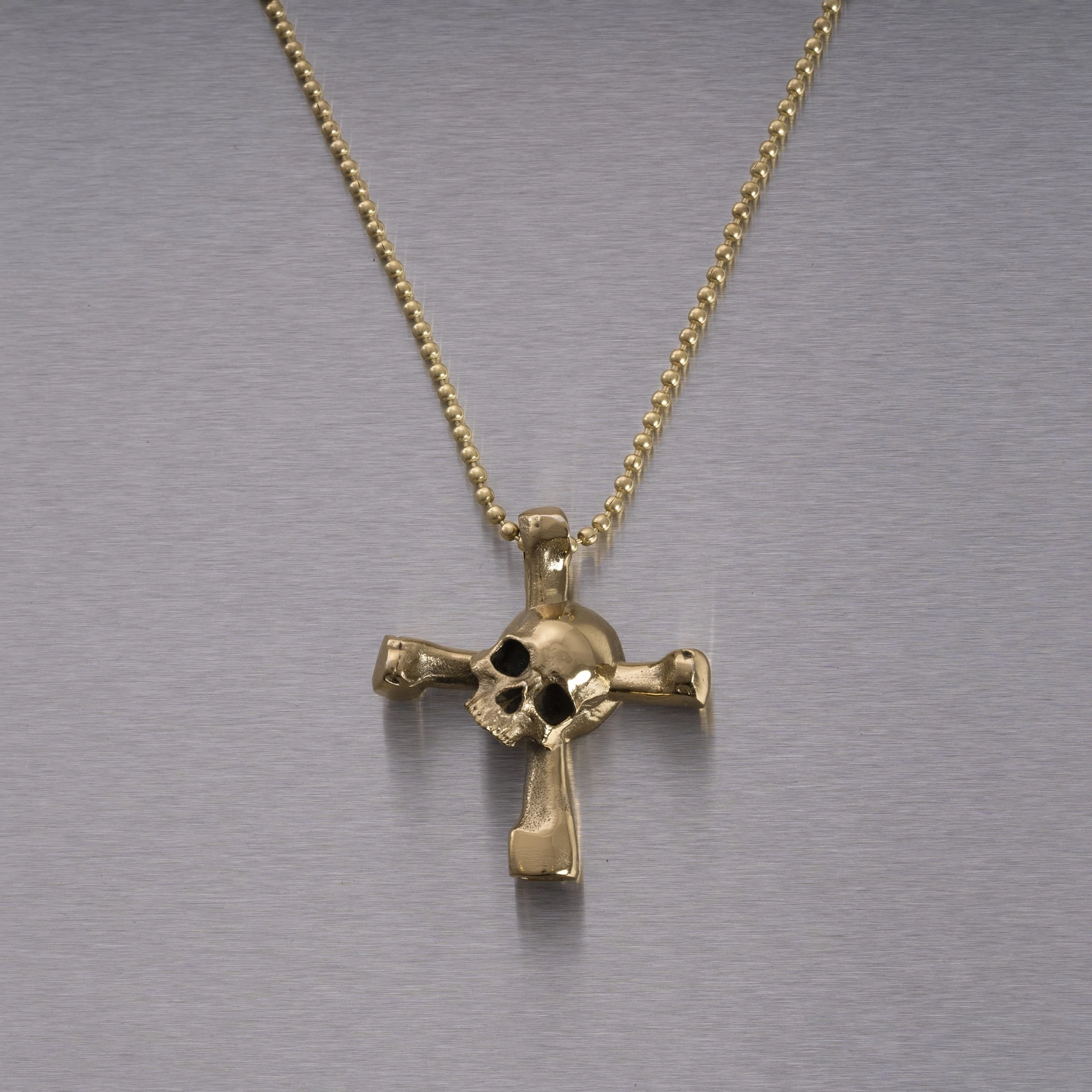 Buster+Punch Skull Drum Key sárgaréz koponya nyaklánc  UTB-051826