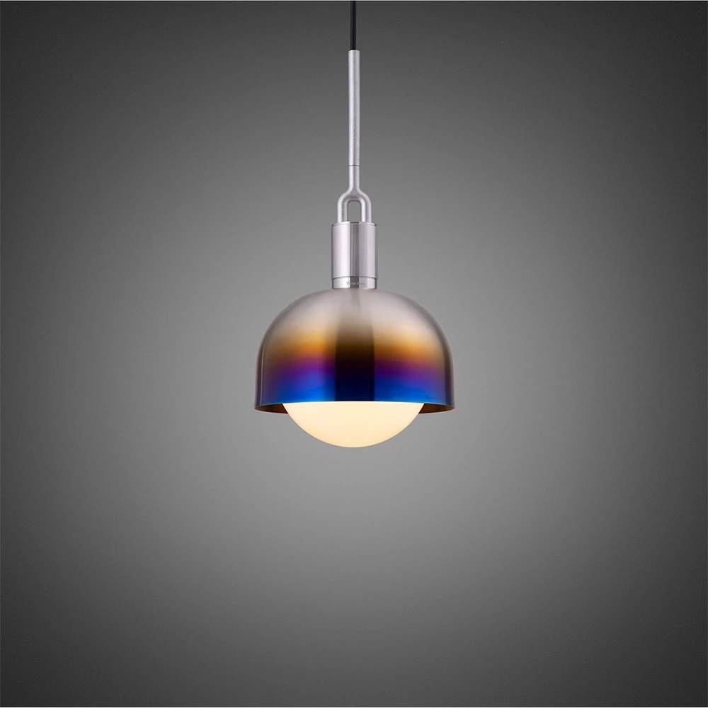 Buster+Punch Forked Shade Globe Opal medium függőlámpa, égetett acél / E27 / RFP-893121