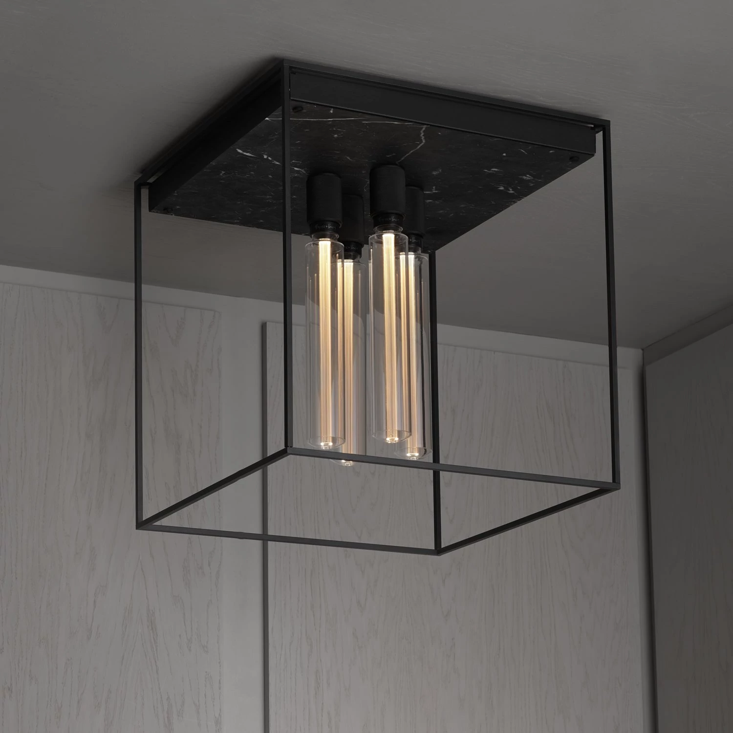 Buster+Punch Cross Caged Ceiling 4.0 mennyezeti lámpa, fekete márvány / E27 / RCA-023377