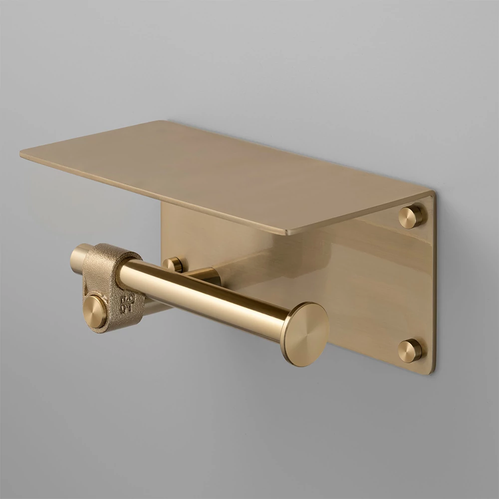 Buster+Punch Cast Toilet Roll Holder-Shelf - Wc-papír tartó, polccal szatén réz UTA-052158