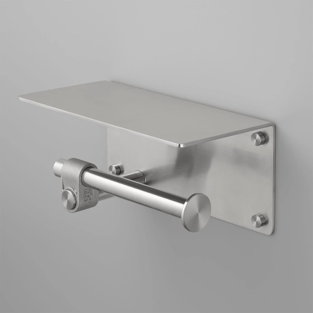 Buster+Punch Cast Toilet Roll Holder-Shelf - Wc-papír tartó, polccal szatén rozsdamentes acél UTA-072157