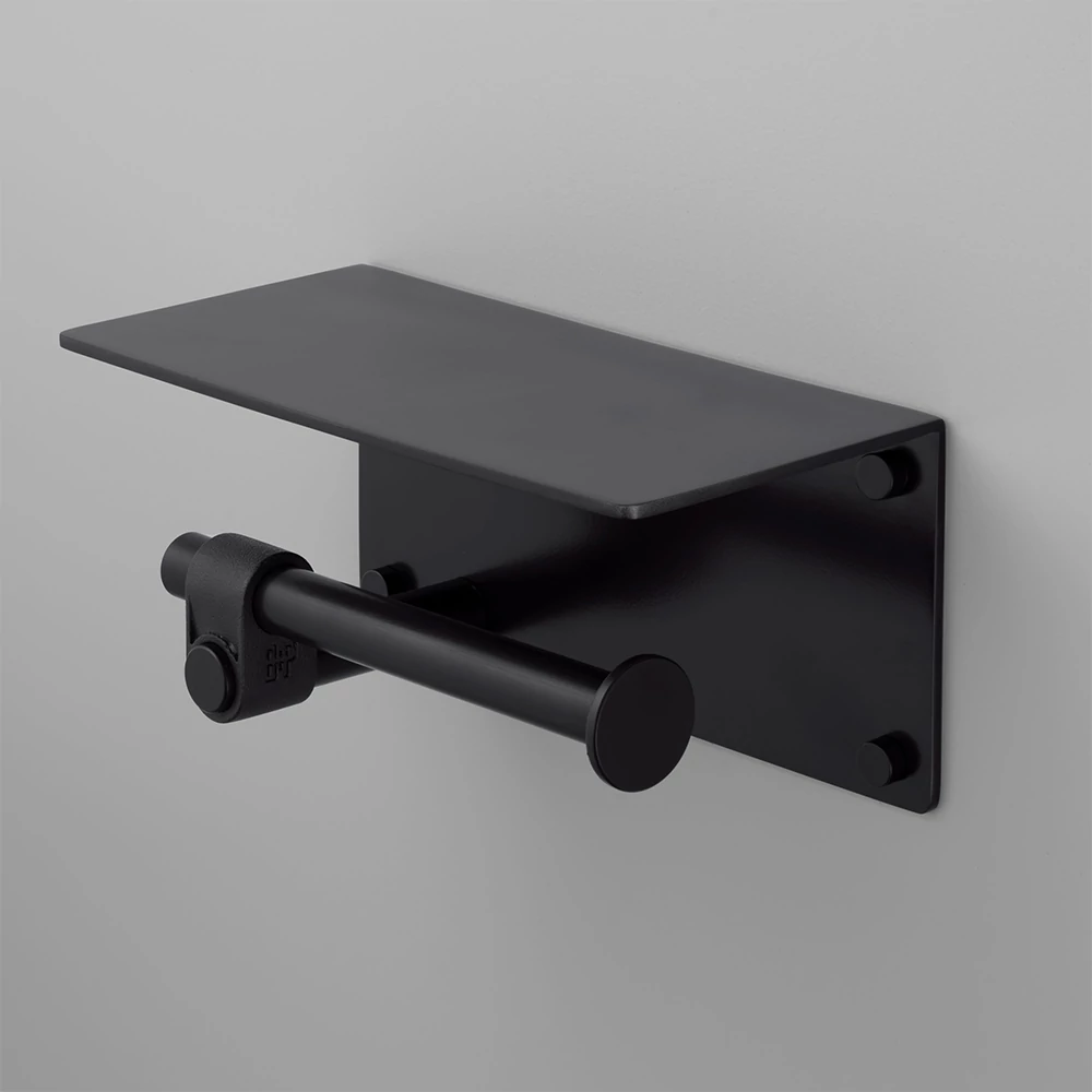 Buster+Punch Cast Toilet Roll Holder-Shelf - Wc-papír tartó, polccal fekete UTA-592160