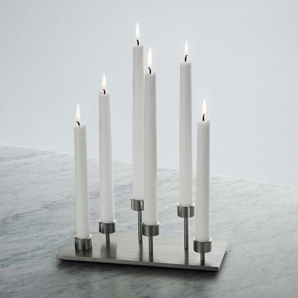 Buster+Punch Machined Candelabra szatén rozsdamentes acél asztali gyertyatartó / UK-MA-CAN-ST-A