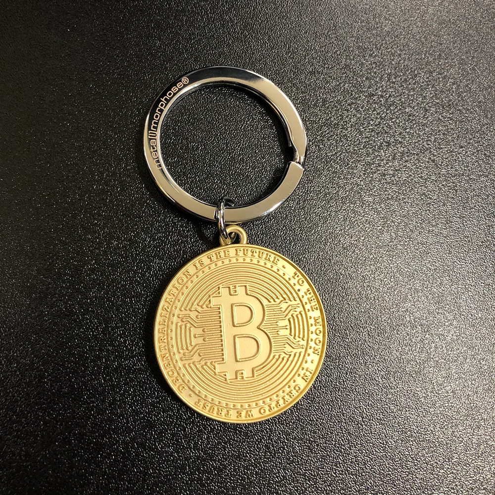 Metalmorphose matt arany bitcoin érme kulcstartó MTM138-02