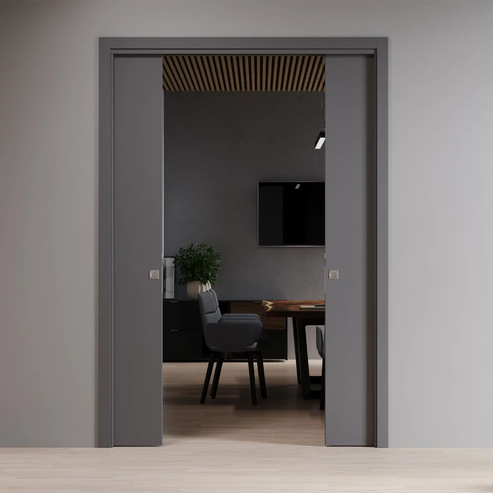 Ermetika Classic EvoKit kétszárnyú falban futó tolóajtó fémváz tokborítást igénylő modell - gipszkarton falhoz 1200x2100 mm 100/125 falvastagság
