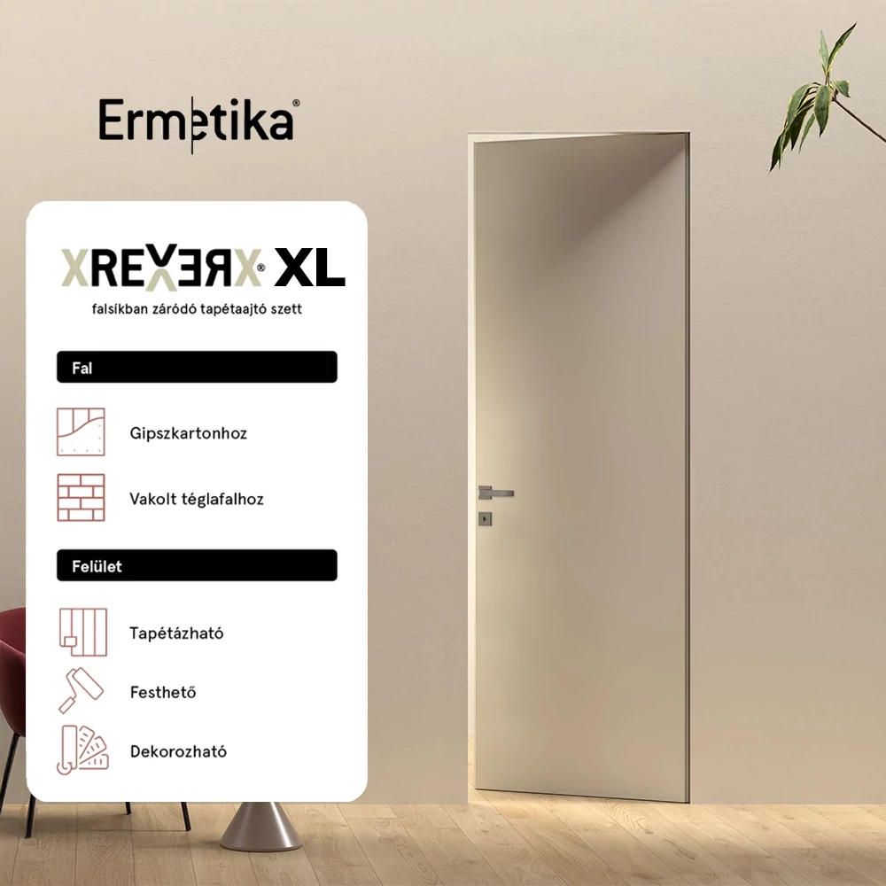 Ermetika xREVERx XL falsíkban záródó tapétaajtó szett olasz méretezésben IT 900 x 2400 mm XRS.46