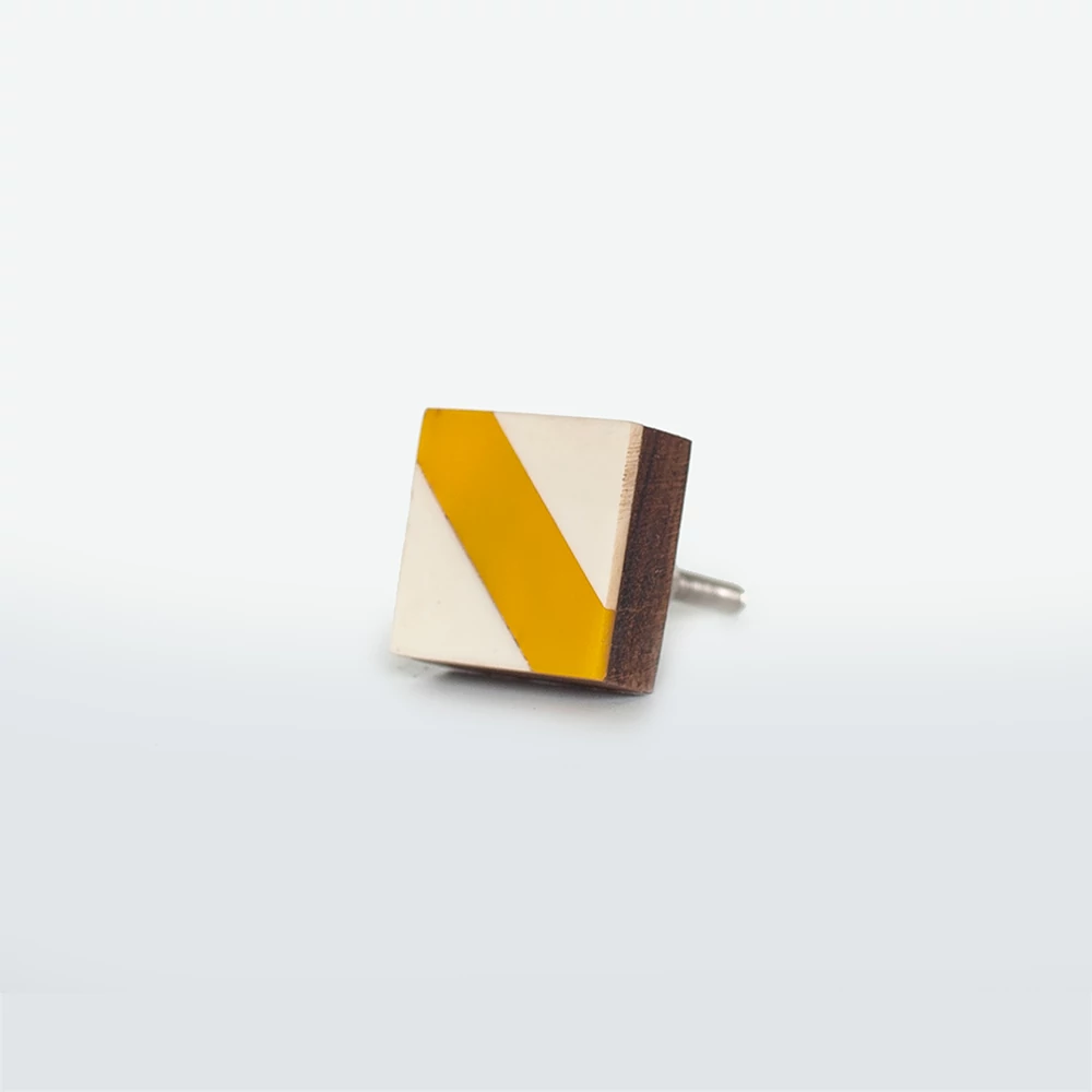 Ethno Home - Mango - Ankali - sárga/fehér bútorgomb BRKN23