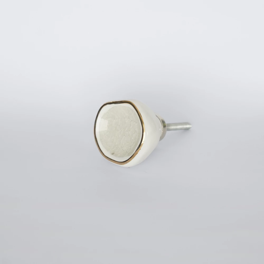 Ethno Home - Ceramic - Digha - fehér bútorgomb KN17White