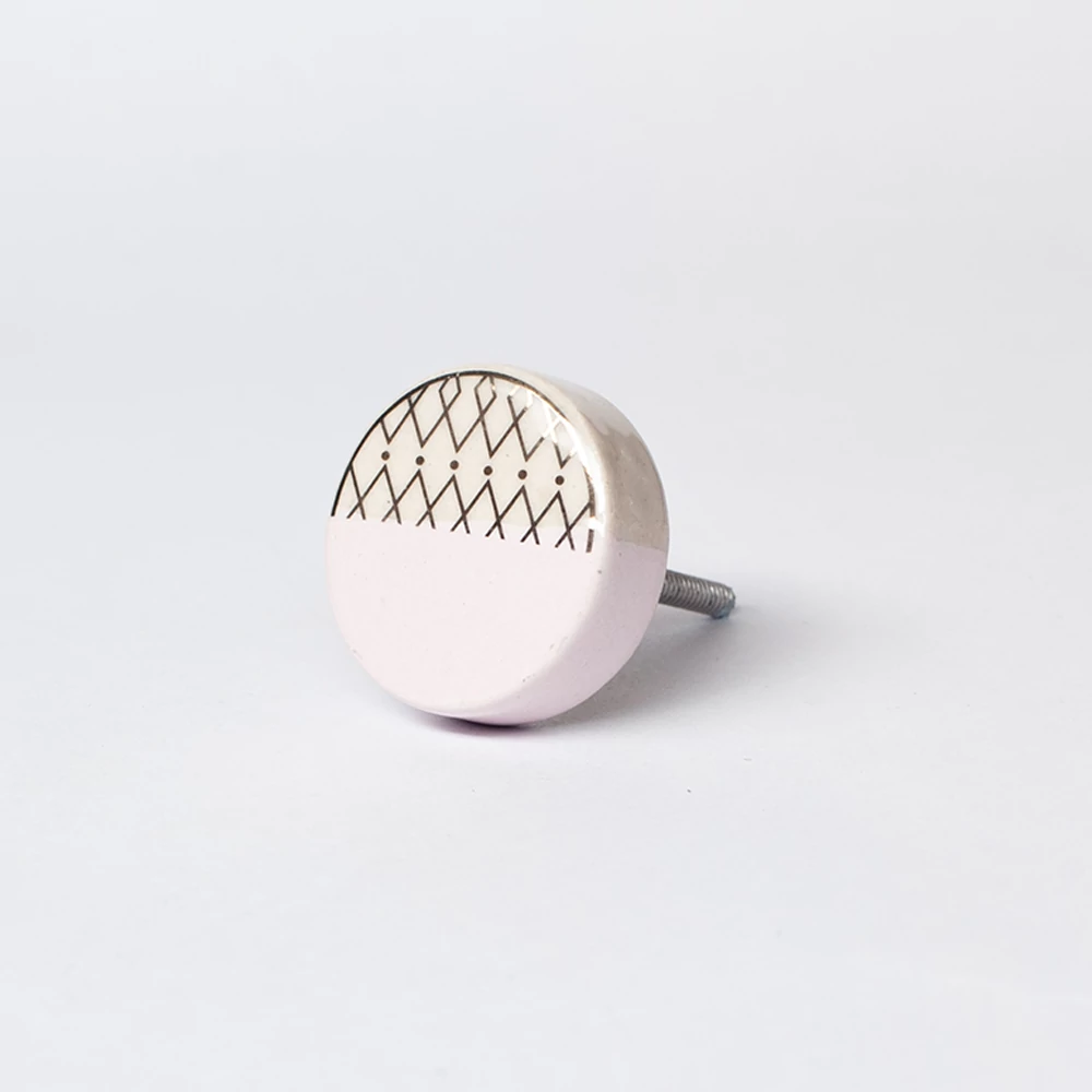 Ethno Home - Ceramic - Panki - világos rózsaszín bútorgomb KN871