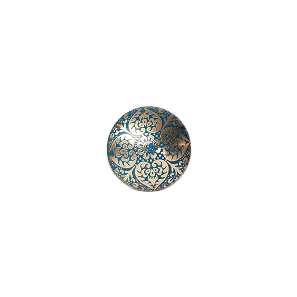 Ethno Home - Brass - Agra levél mintás kék bútorgomb MKN218