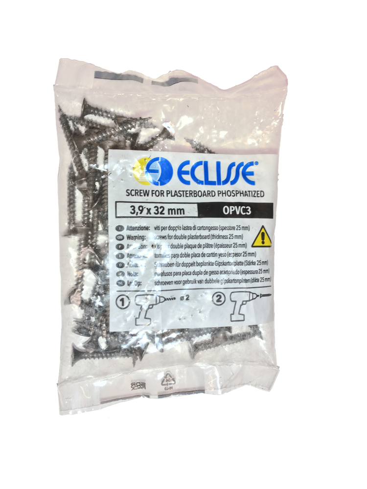 Eclisse fekete csavar készlet gipszkarton falhoz 3,9 x 32 mm 72 db/csomag (OPVC3)