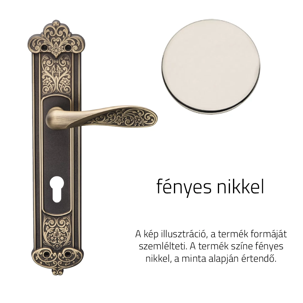 DND Fiore fényes nikkel hosszúcímes kilincsgarnitúra