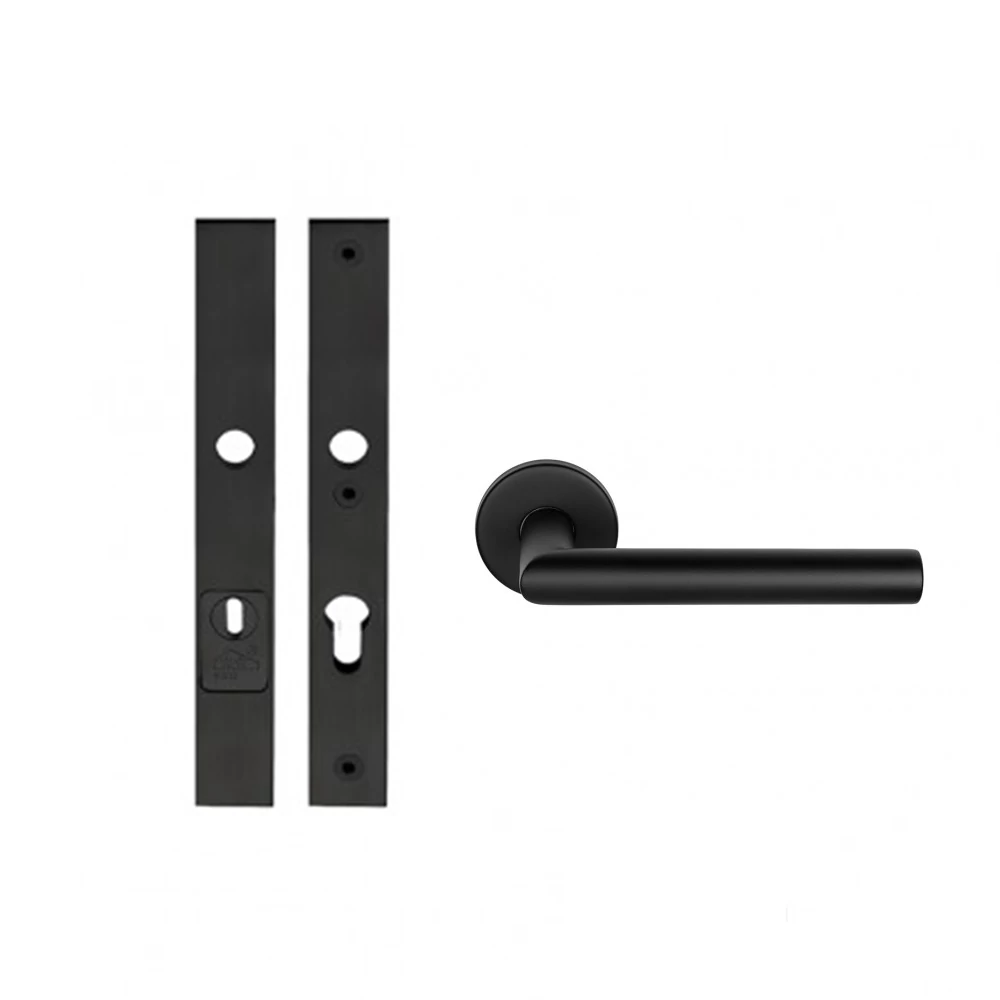 Formani Square-Basics szatén fekete biztonsági bejárati 30 mm kilincsgarnitúra (LSQSM-28KT - LB2-19)