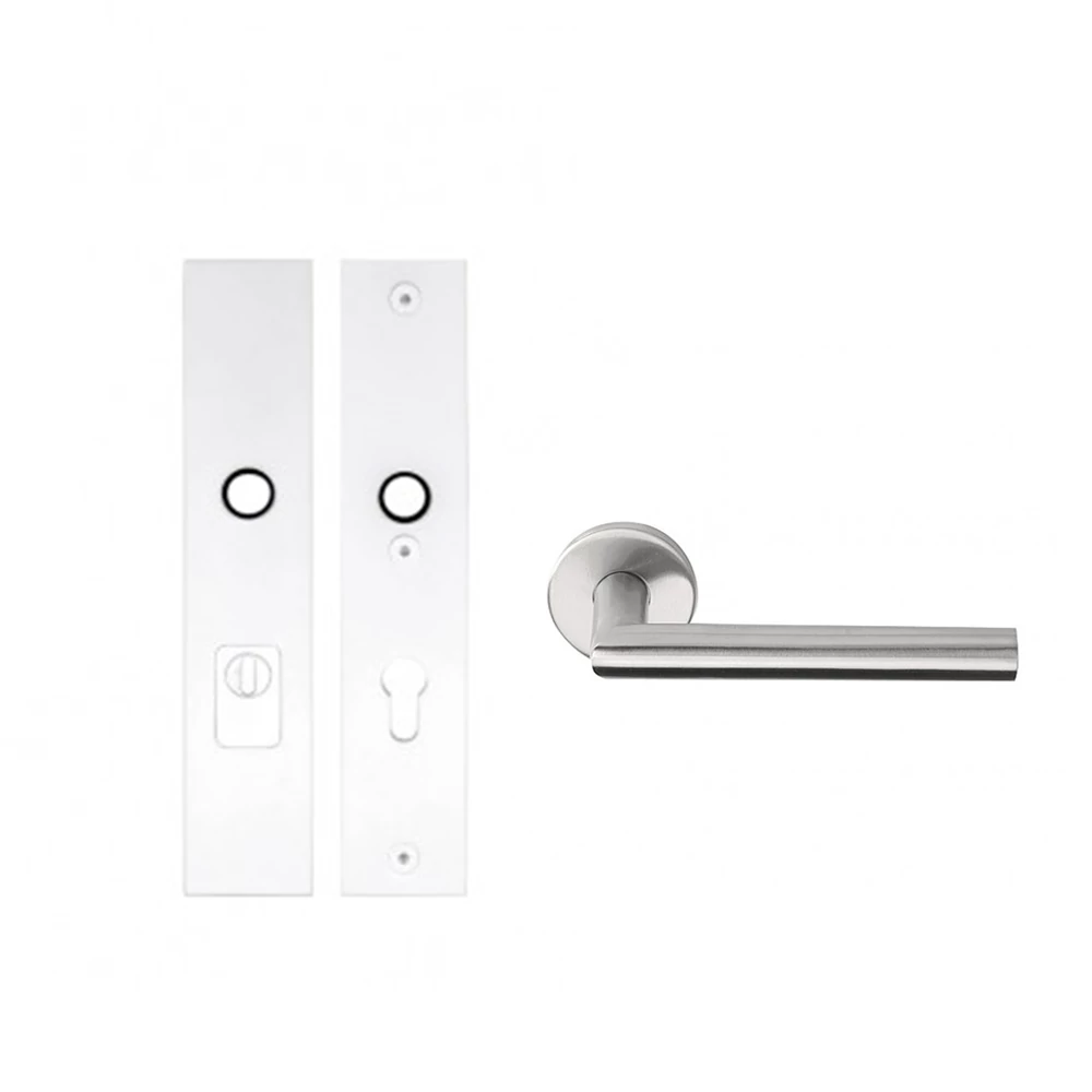 Formani Square-Basics szatén rozsdamentes acél biztonsági bejárati 50 mm kilincsgarnitúra (LSQSM-50KT - LB2-19)