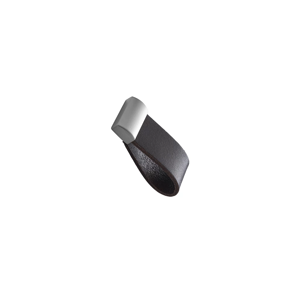 Furnipart Strap sötétbarna/inox hatású bútorgomb 16mm 545560016-104/66