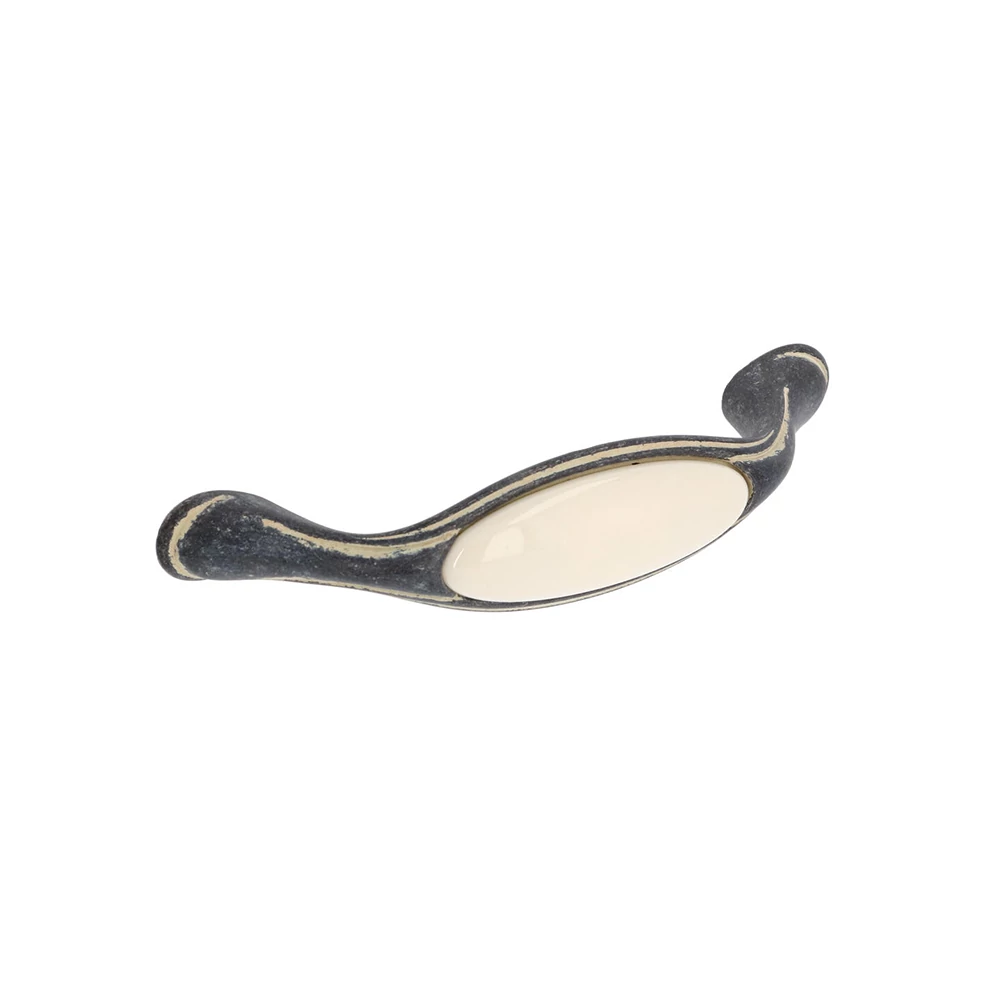 Giusti fehér porcelán - antik fekete bútorfogantyú FG.M770100C2G