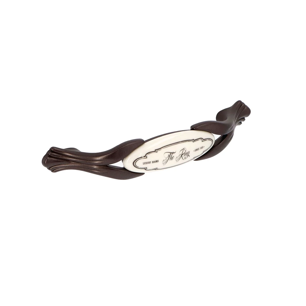 Giusti mintás fehér porcelán - sötétbarna bútorfogantyú FG.M9501Q6R7G