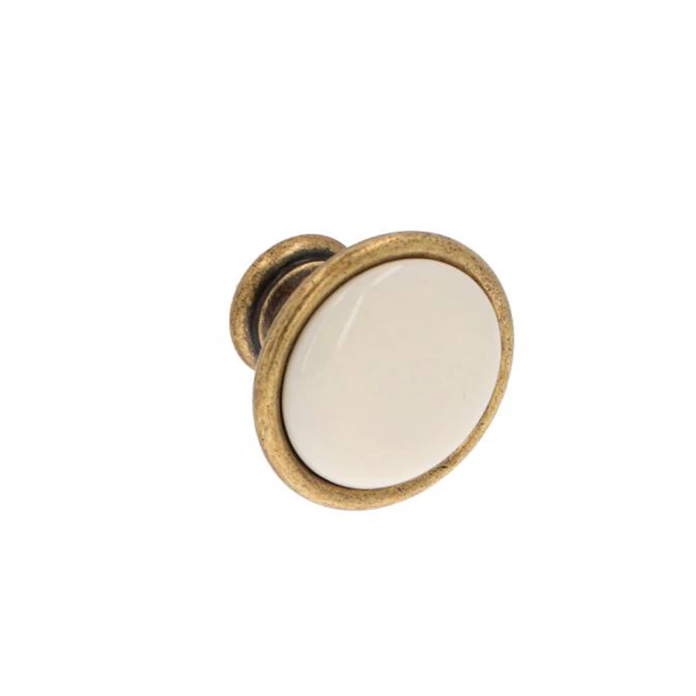 Giusti fehér porcelán - antik patina bútorfogantyú gomb FG.P070100D1G
