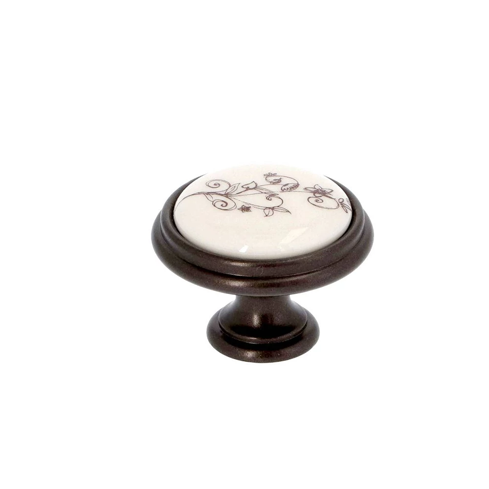 Giusti fehér-barna nonfiguratív porcelán - sötétbarna bútorfogantyú gomb FG.P7701G1B1G