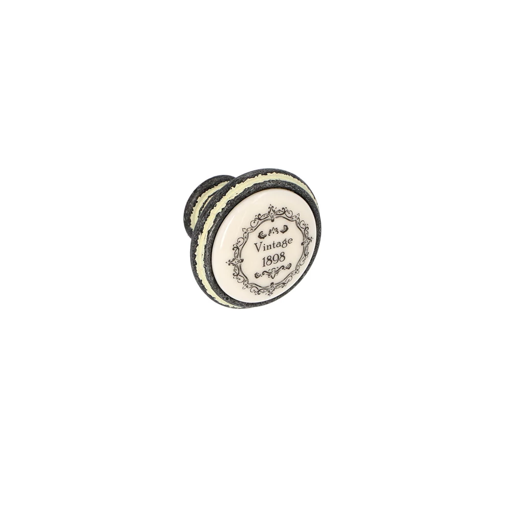 Giusti mintás porcelán - antik fekete bútorfogantyú gomb FG.P7701Q3C2G