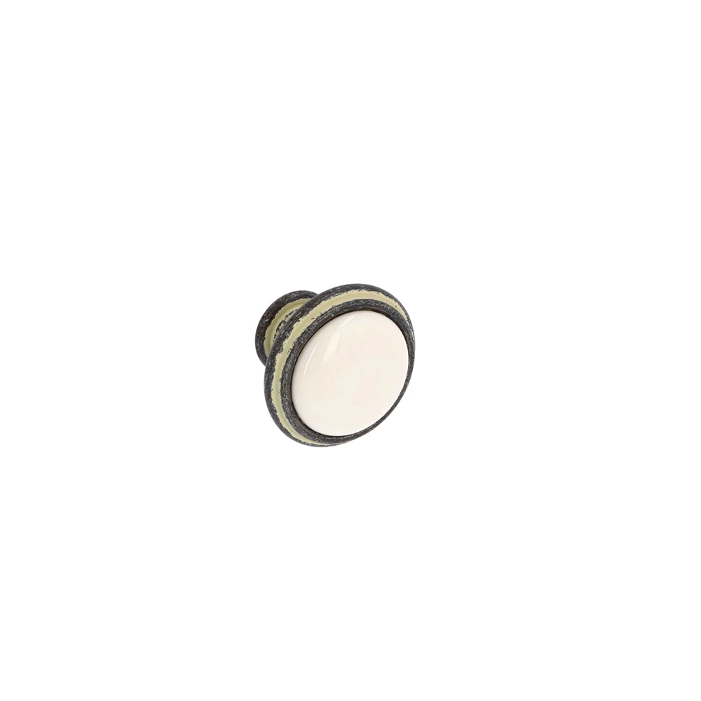 Giusti fehér porcelán - antik fekete bútorfogantyú gomb FG.P880100C2G