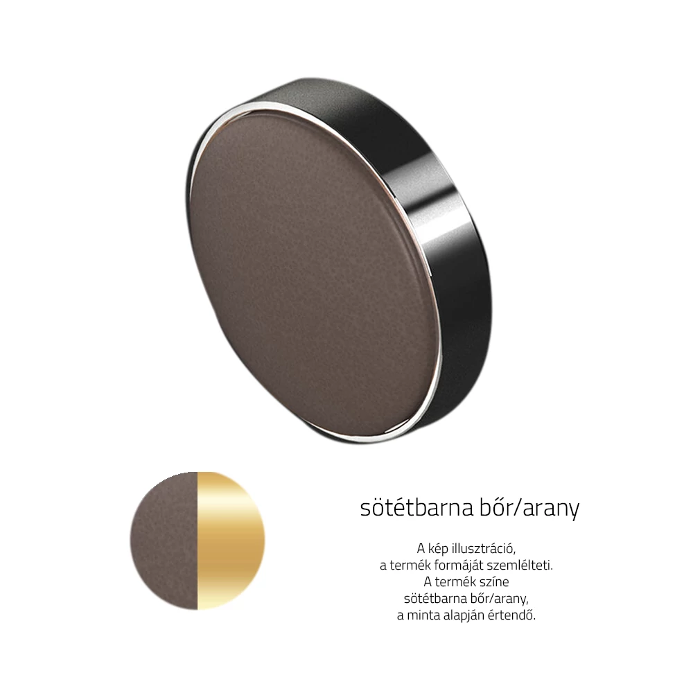 Glass Design LEATHER sötétbarna bőr / arany bútorfogantyú Ø 30 mm LEATHERTBRF3DM30