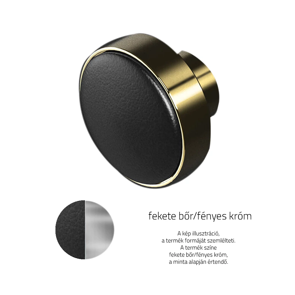 Glass Design LEATHER fekete bőr / fényes króm bútorfogantyú Ø 30 mm LEATHERTBKF4DM30