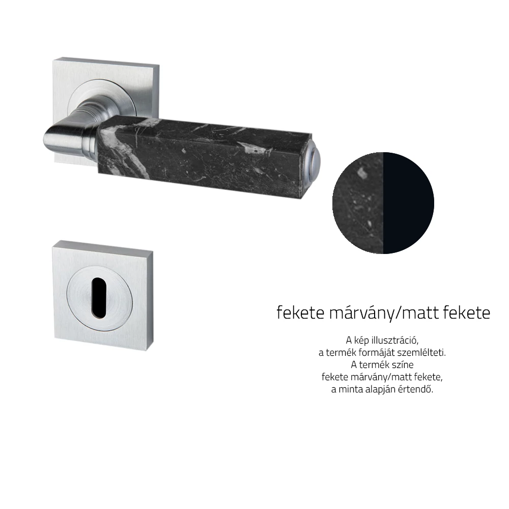 Glass Design CUBE Marble fekete márvány / matt fekete négyzetrozettás kilincsgarnitúra CUBEMRBF30OP9