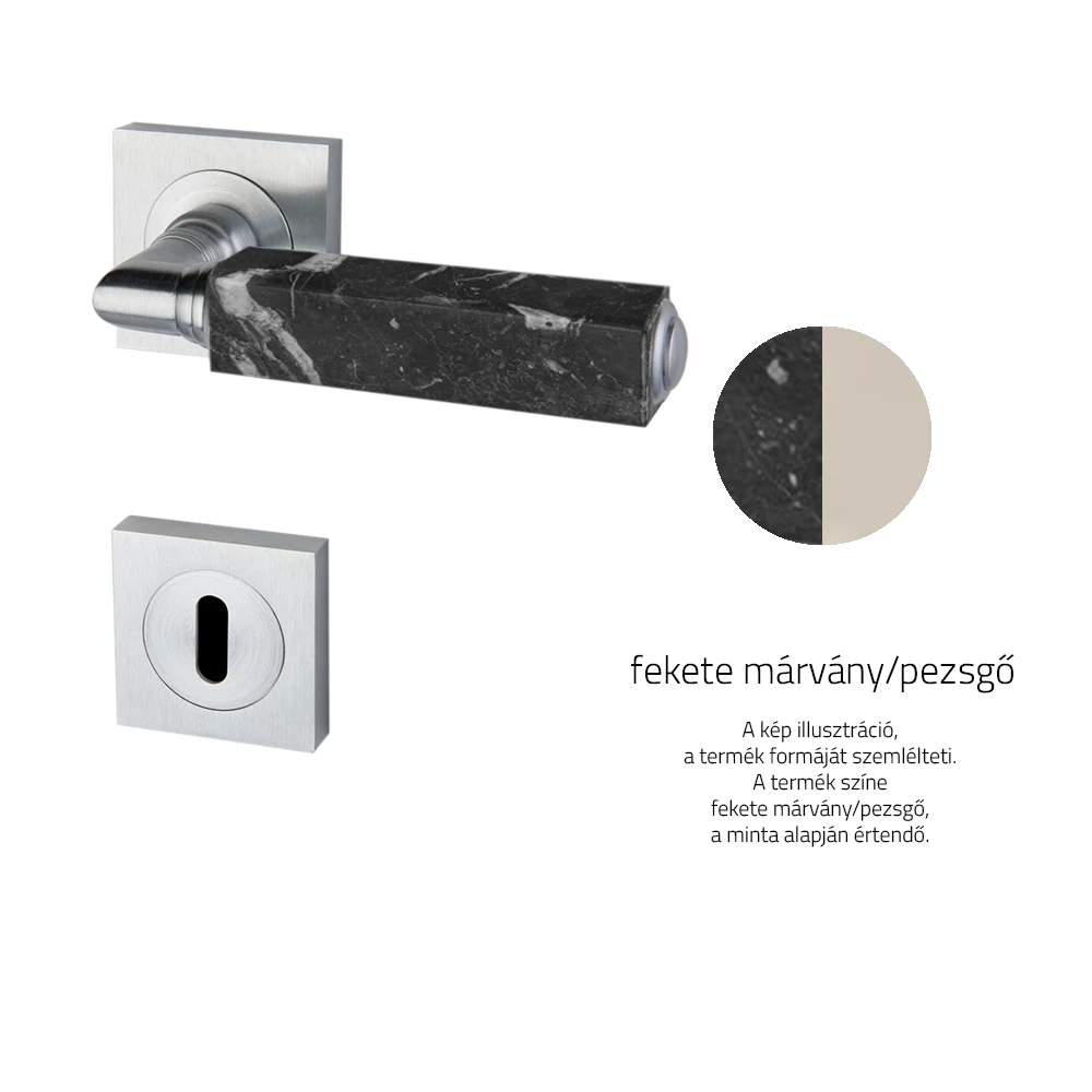 Glass Design CUBE Marble fekete márvány / pezsgő négyzetrozettás kilincsgarnitúra CUBEMRBF15OP9
