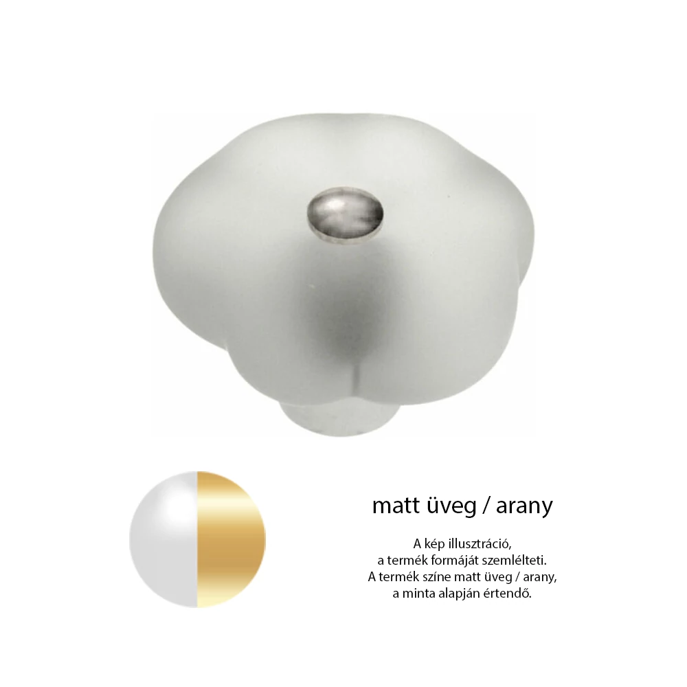 Glass Design DAISY matt üveg / arany bútorfogantyú Ø 40 mm P366S01F3DM40