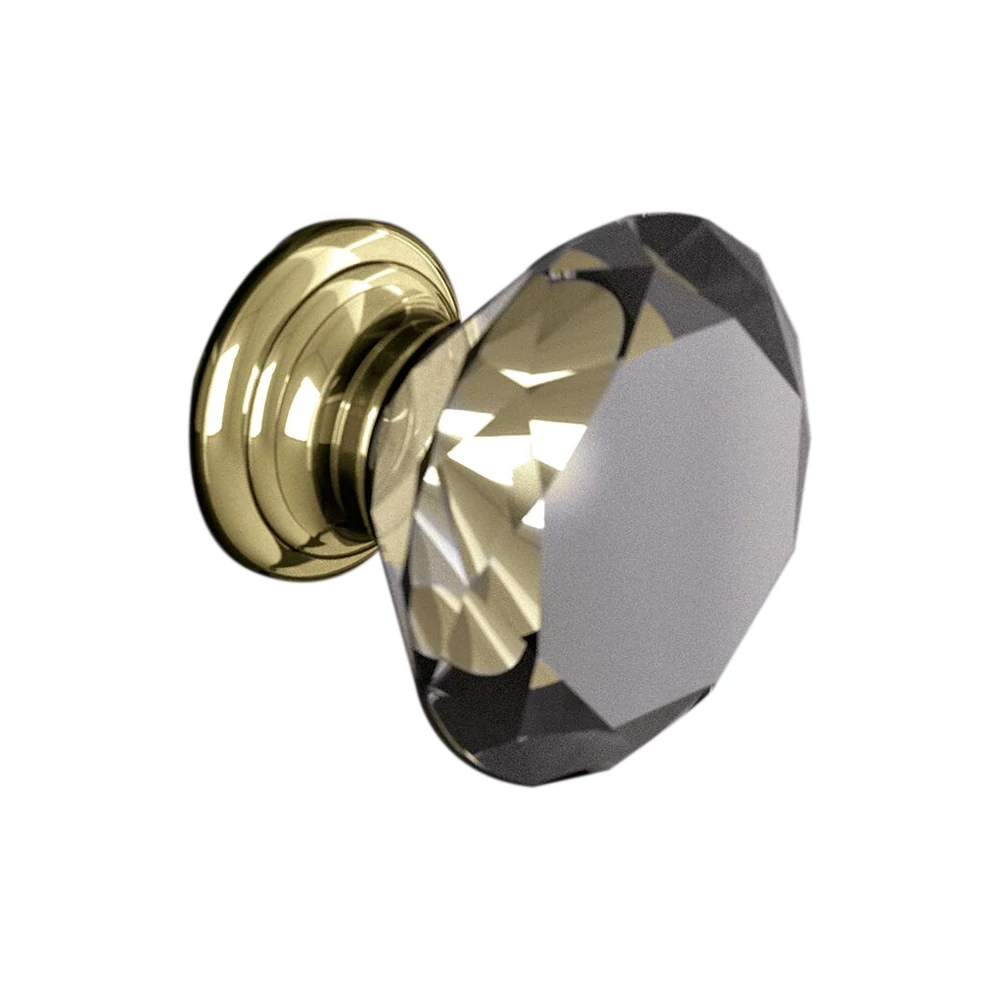 Glass Design DELUXE Pull & Push víztiszta üveg / polírozott sárgaréz körrozettás fix ajtógomb DELUXE80TS01F1