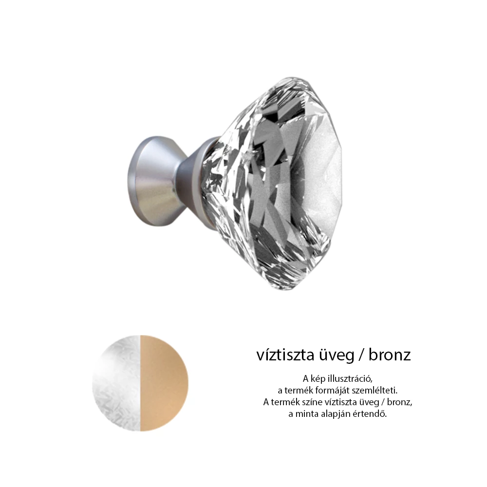 Glass Design DELUXE víztiszta üveg / bronz bútorfogantyú Ø 40 mm DELUXEK40T01F9