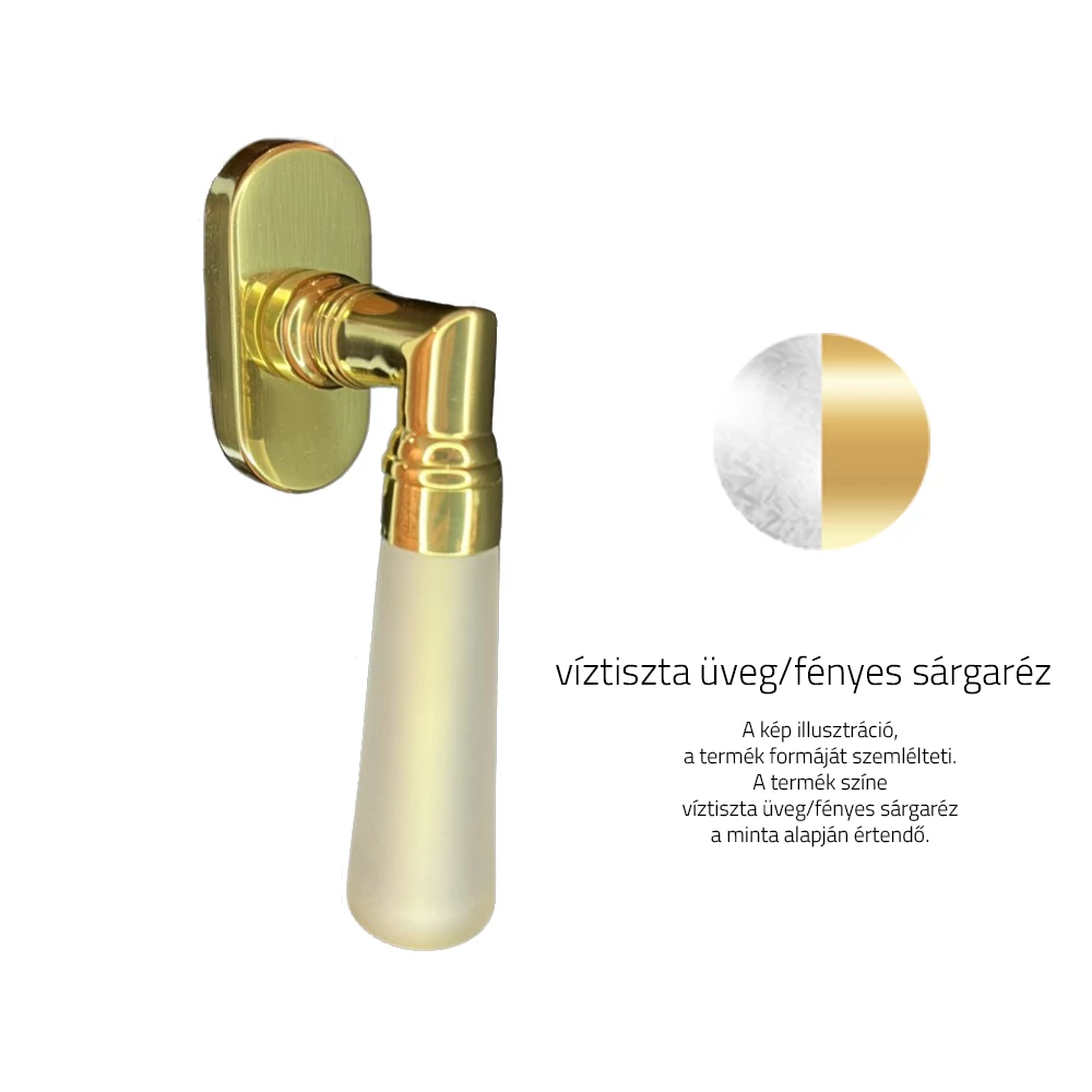 Glass Design ELKA Liscia DK víztiszta üveg / fényes sárgaréz ablakkilincs ELKALT01F1