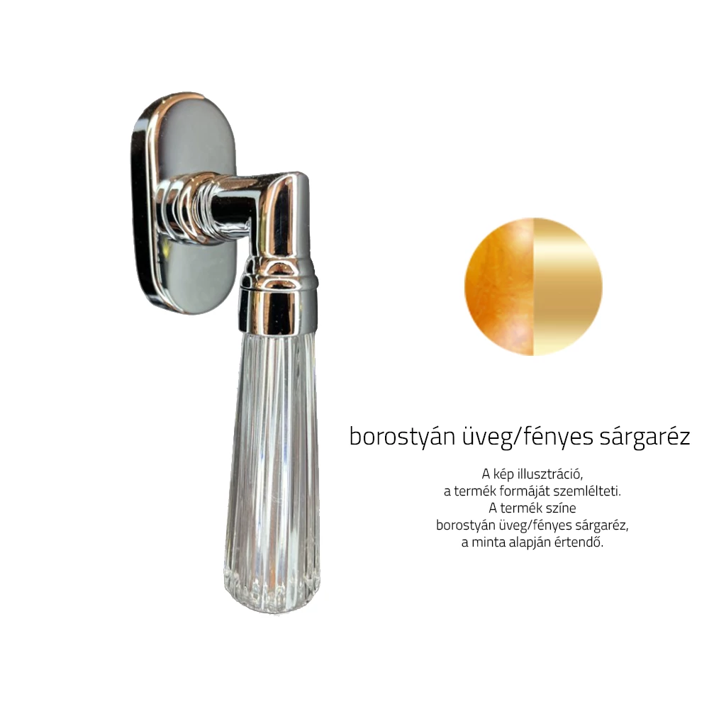 Glass Design ELKA Rigata DK borostyán üveg / fényes sárgaréz ablakkilincs ELKART05F1