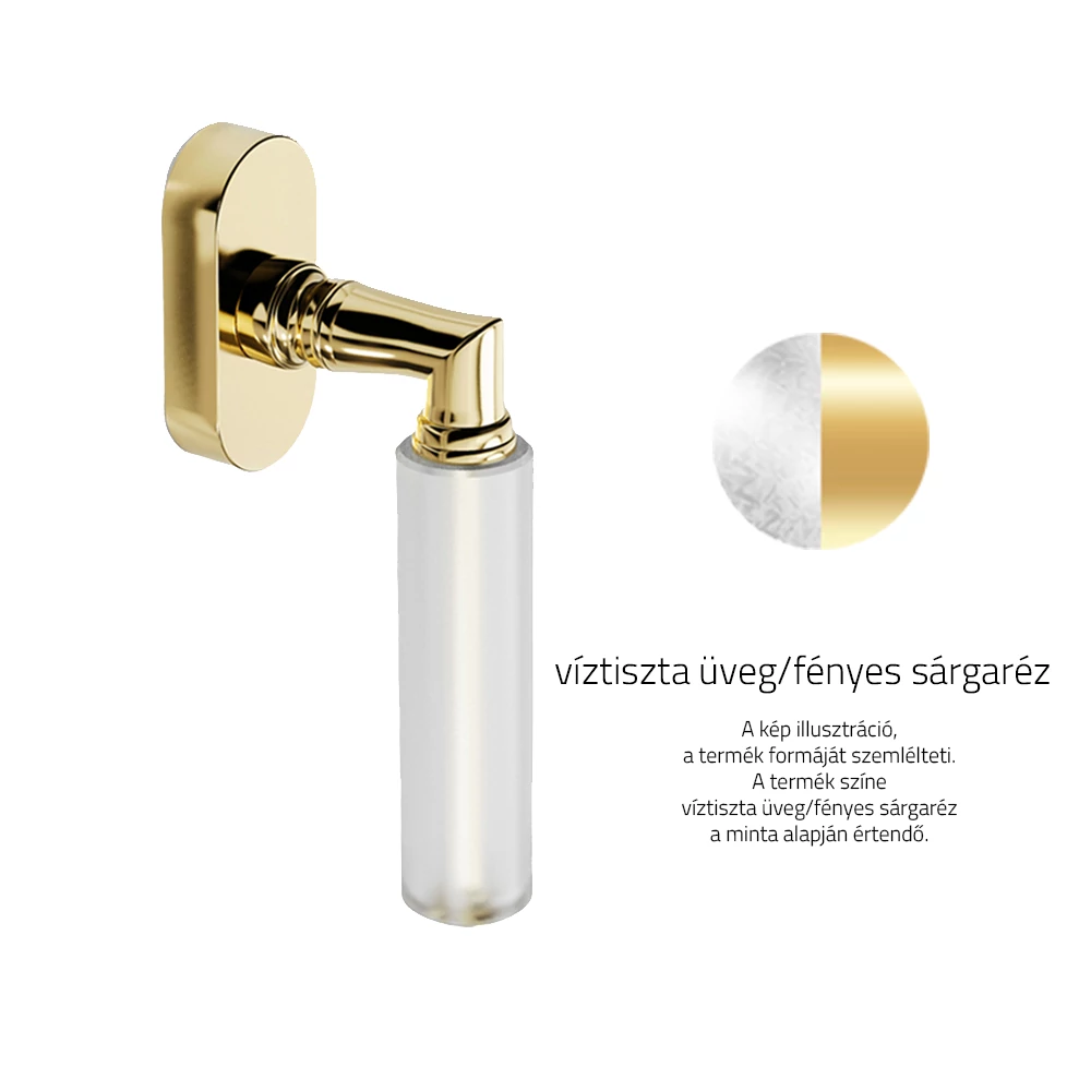 Glass Design KIKKA Krystal DK víztiszta üveg / fényes sárgaréz ablakkilincs KIKKKT01F1