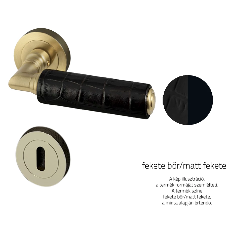 Glass Design KIKKA Leather fekete bőr / matt fekete körrozettás kilincsgarnitúra KIKKLBKF30OP2