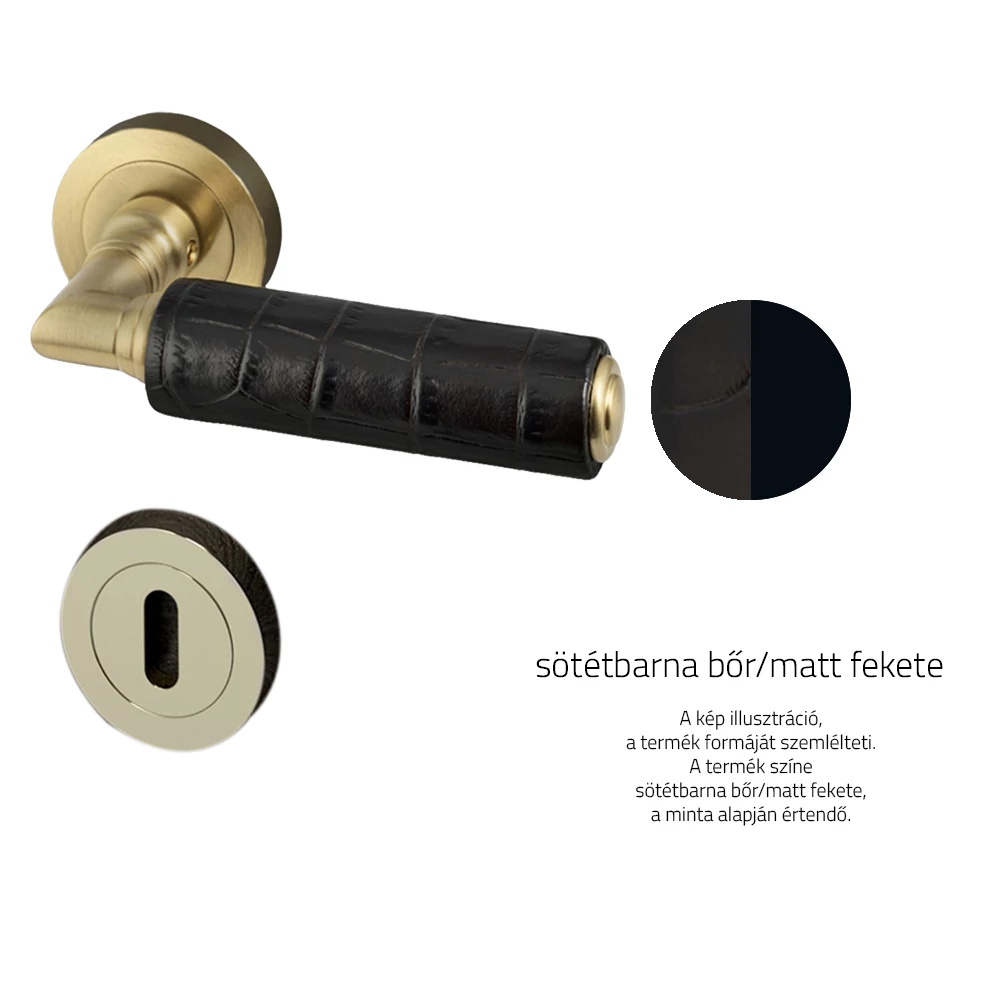 Glass Design KIKKA Leather sötétbarna bőr / matt fekete körrozettás kilincsgarnitúra KIKKLBRF30OP2