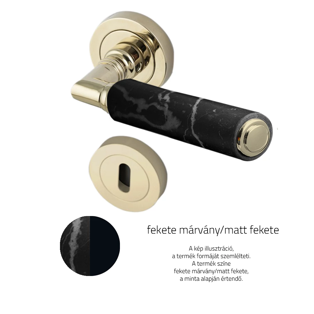 Glass Design KIKKA Marble fekete márvány / matt fekete körrozettás kilincsgarnitúra KIKKMRBF30OP2