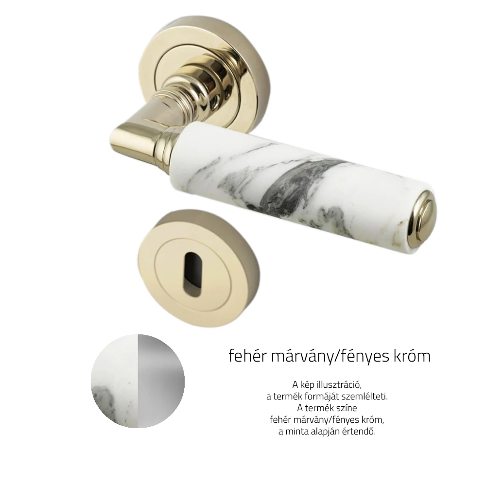 Glass Design KIKKA Marble fehér márvány / fényes króm körrozettás kilincsgarnitúra KIKKMRWF4OP2
