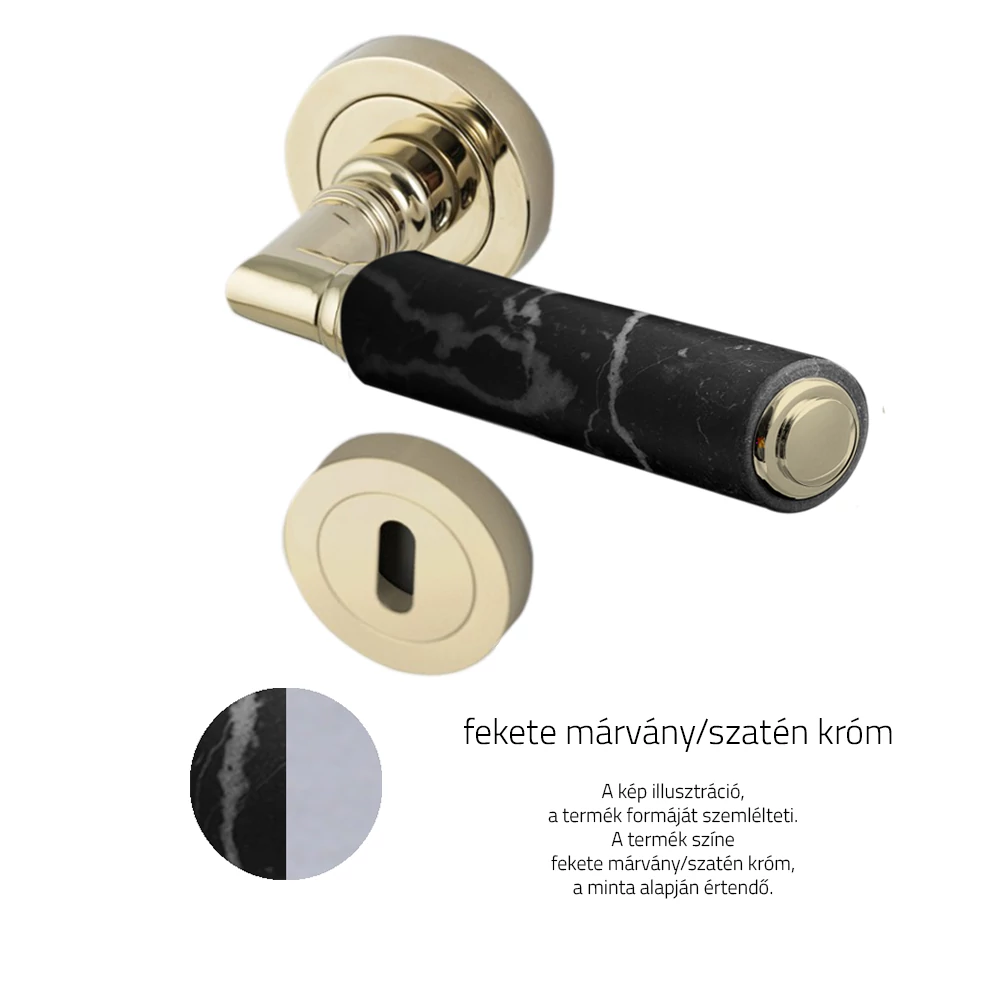 Glass Design KIKKA Marble fekete márvány / szatén króm körrozettás kilincsgarnitúra KIKKMRBF8OP2