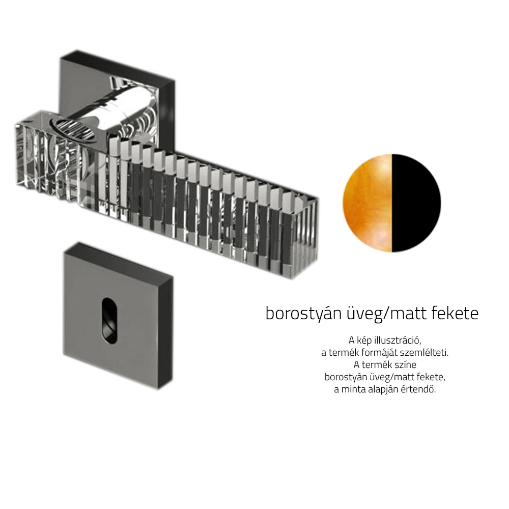 Glass Design KOS Home borostyán / matt fekete négyzetrozettás kilincsgarnitúra KOSHT10F30OP9