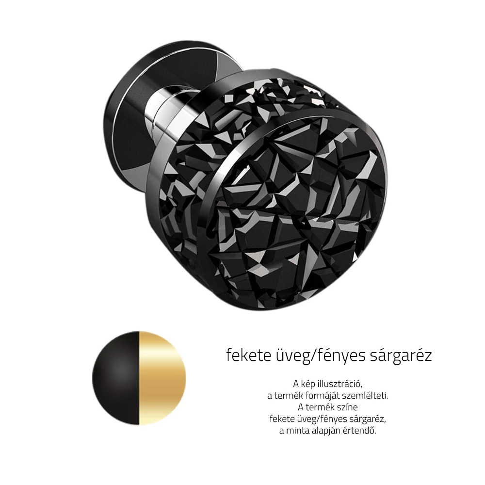 Glass Design Mirage Pull XL fekete üveg / fényes sárgaréz körrozettás fix ajtógomb MIRAGEPULLXLT35F1