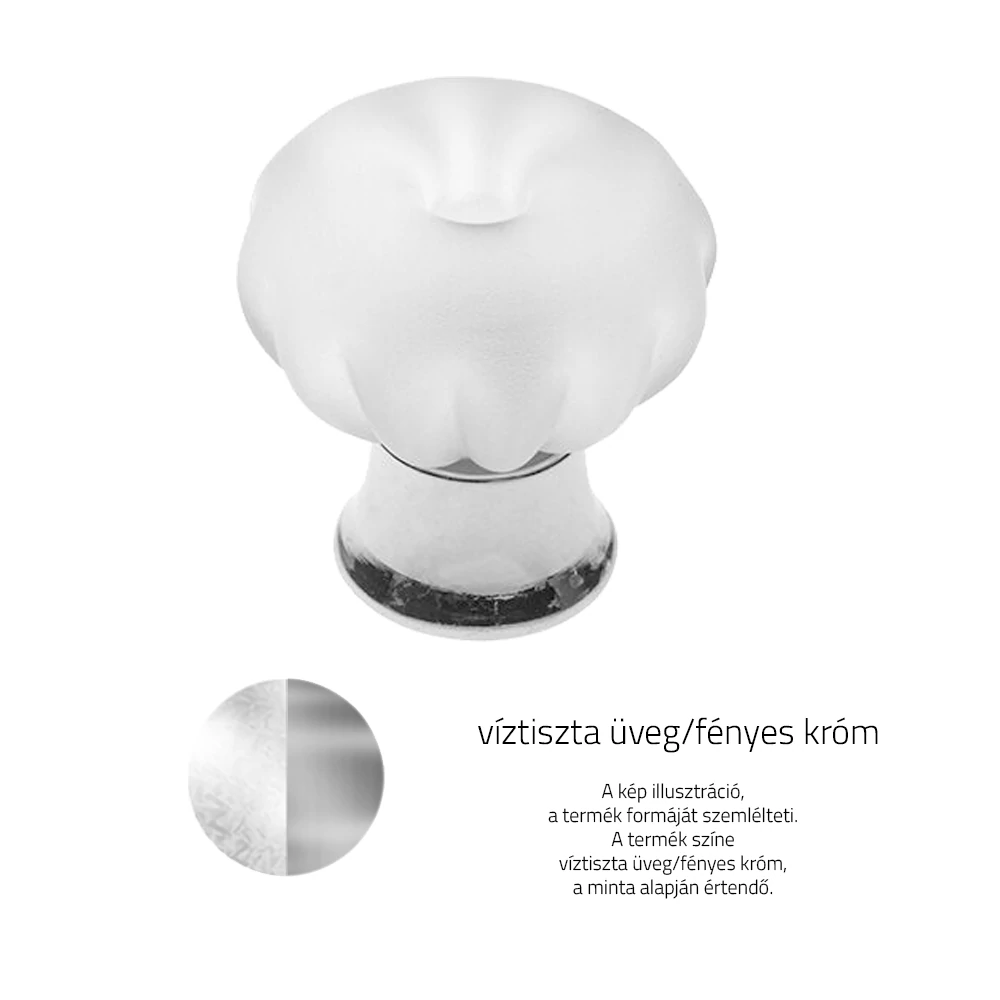 Glass Design P332 víztiszta üveg / fényes króm bútorfogantyú Ø 25 mm P332T01F4DM25