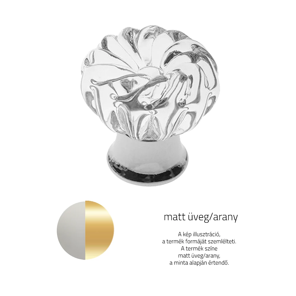 Glass Design P341 matt üveg / arany bútorfogantyú Ø 25 mm P341S01F3DM25