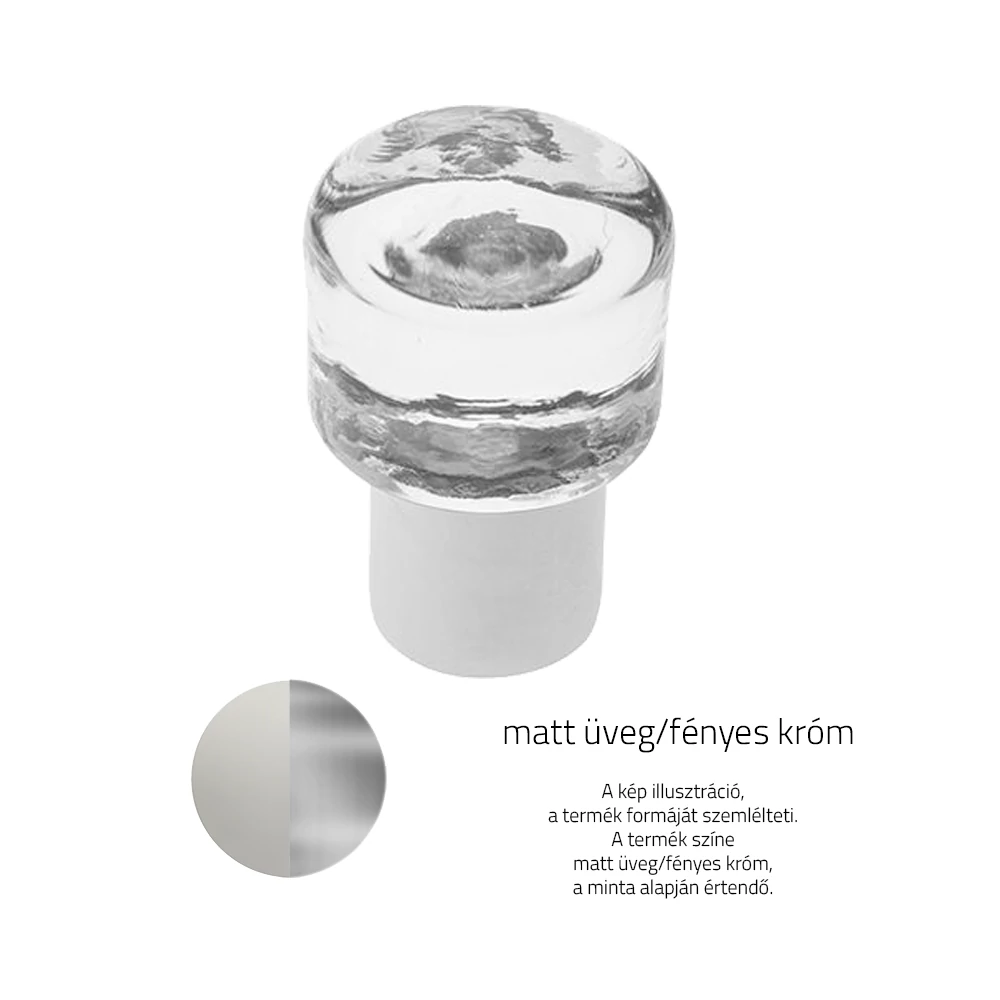 Glass Design P367 matt üveg / fényes króm bútorfogantyú Ø 35 mm P367S01F4DM30