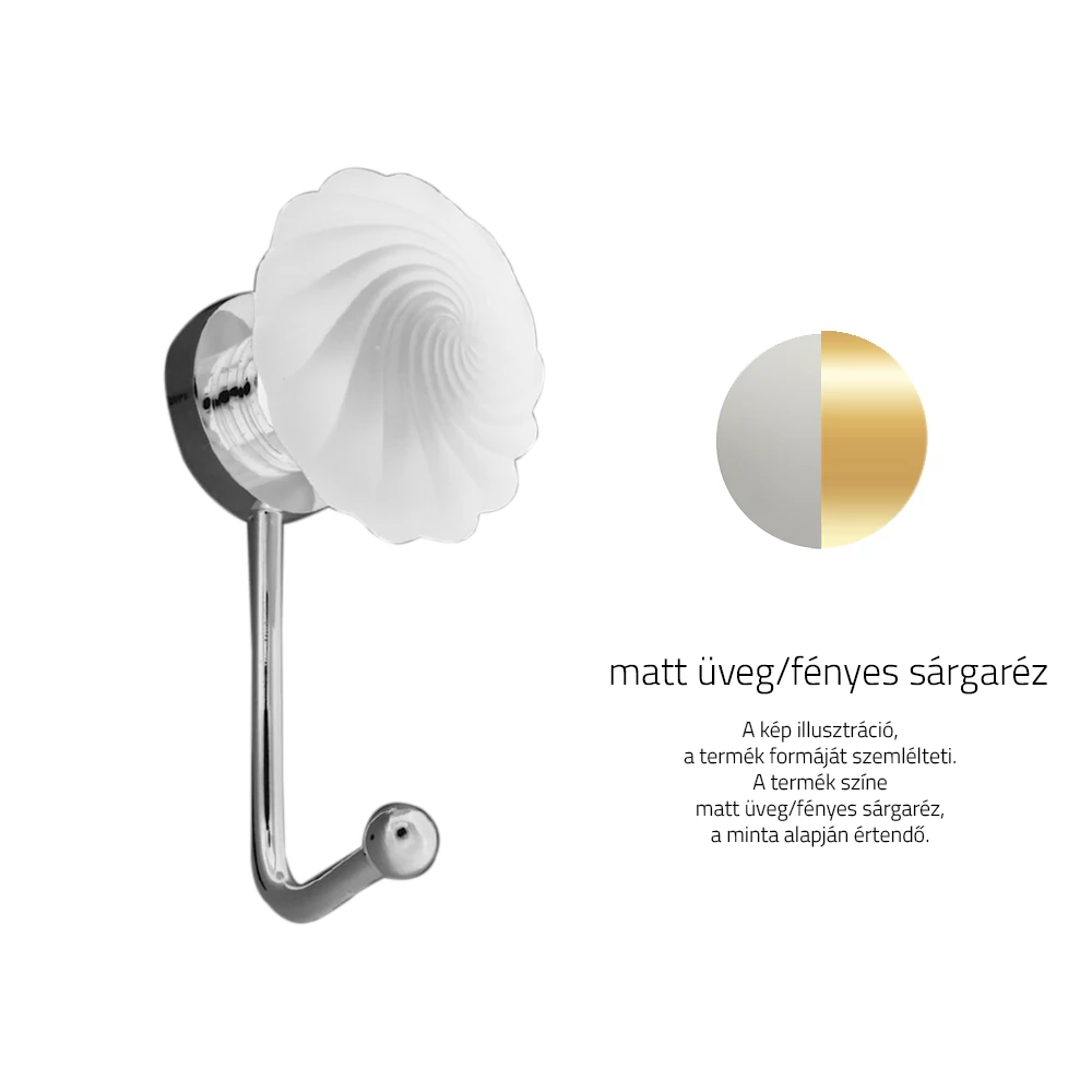 Glass Design TORCE Coat P701 matt üveg / fényes sárgaréz akasztó Ø 68 mm P701S01F1