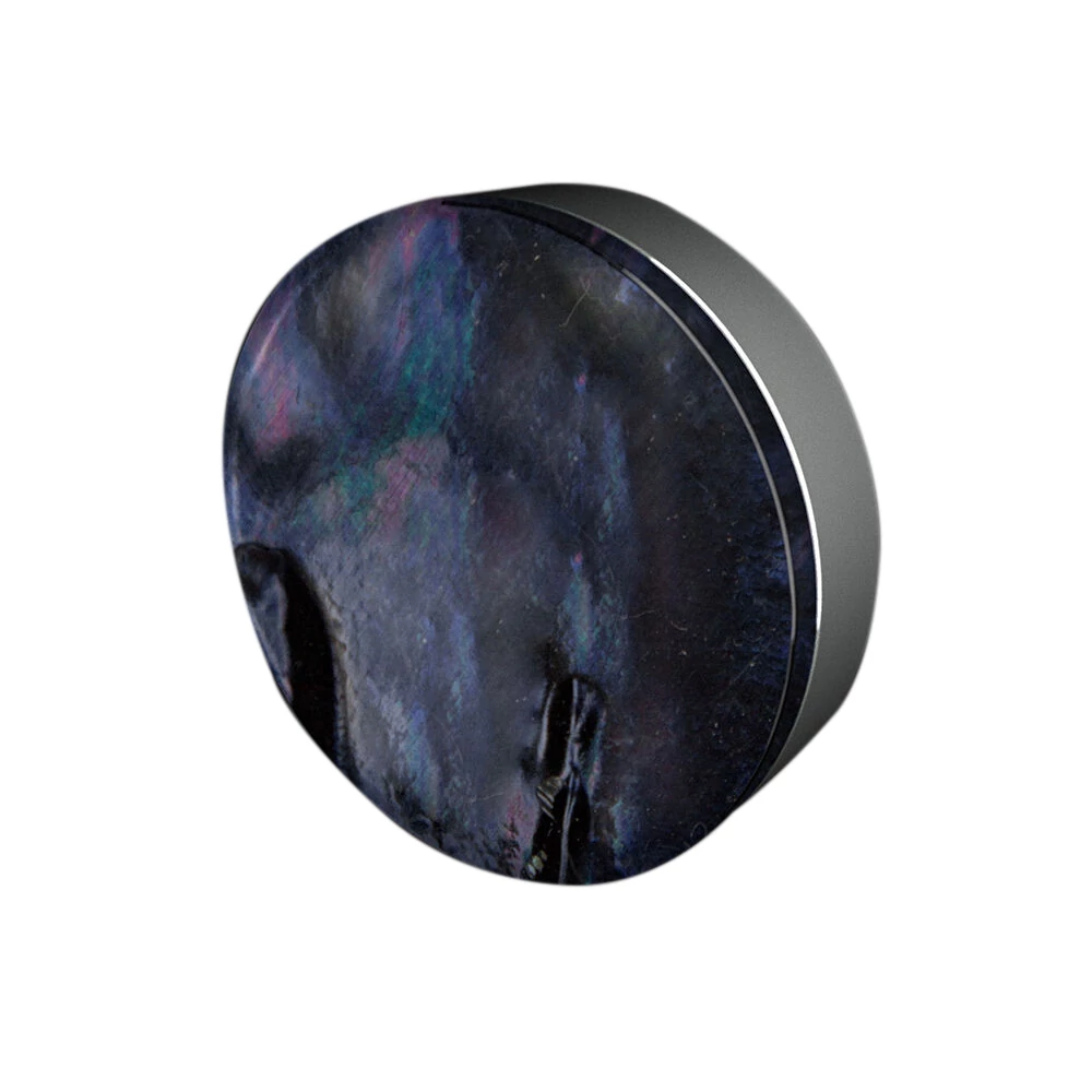 Glass Design PERLA Tondo fekete gyöngyház / fényes króm bútorfogantyú Ø 40mm PERLATSMF4DM40